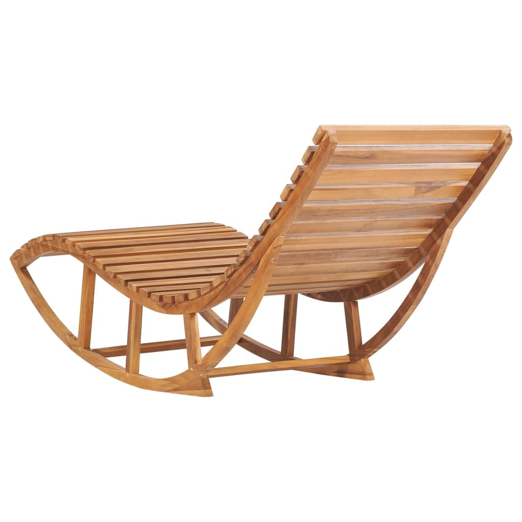 vidaXL Sunlounger with Rocking Feature- Solid Teak Wood Construction - Versatile Outdoor Furniture for Patio, Balcony, Garden - Comfy Sunbathing, Relaxing - Weather-Resistant, Easy-to-Assemble