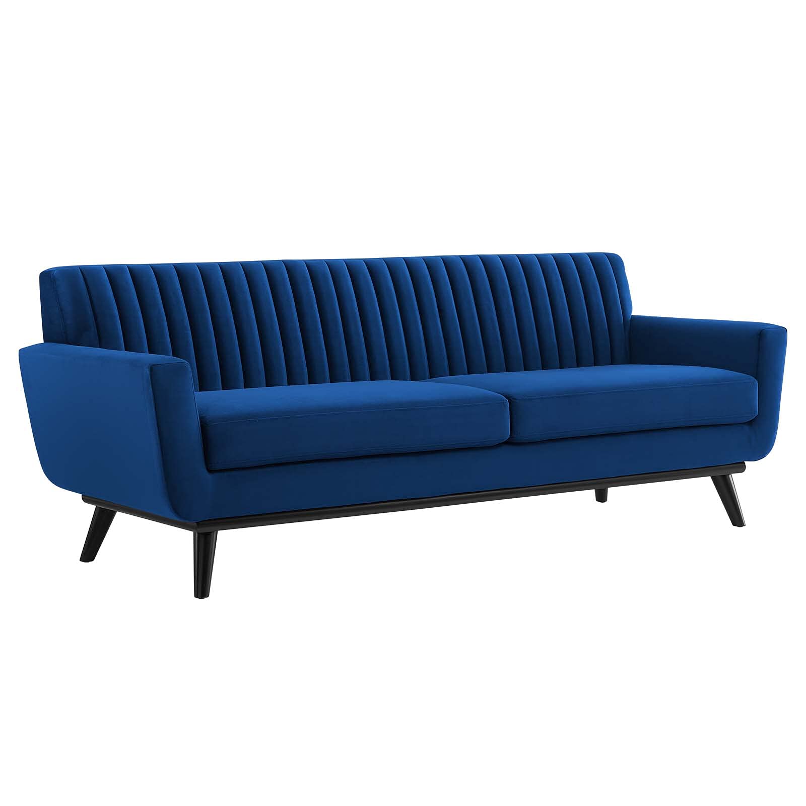 Modway Engage Channel Tufted Performance Velvet Sofa in Navy