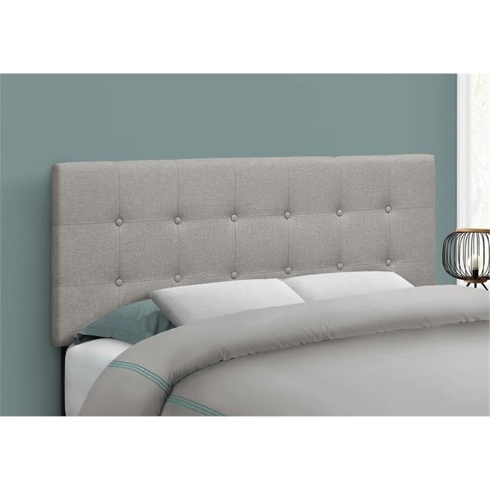 Monarch Specialties I 6003F Bed, Headboard Only, Full Size, Bedroom, Upholstered, Linen Look, Grey, Transitional
