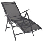 vidaXL Outdoor Reclining Deck Chair - 100% Aluminum Frame with Weather-Resistant Textilene Fabric and Adjustable Backrest, Foldable for Space-Saving Purpose - Black