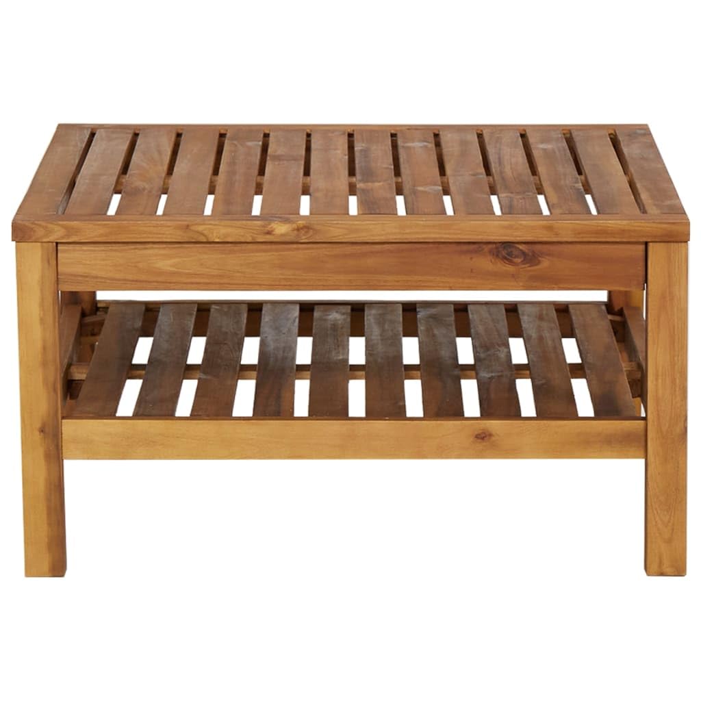 vidaXL Solid Acacia Wood Coffee Table, Weather-Resistant, Patio Furniture, Crafted Wood Grain Design, 25.6"x25.6"x13.8", Brown Cream White, Assembly Required