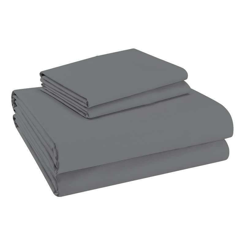 Purity Home 400 Thread Count Twin Charcoal Gray Sheets, Hotel Luxury College Dorm Room Essentials Sheet Set, 100% Cotton Deep Po