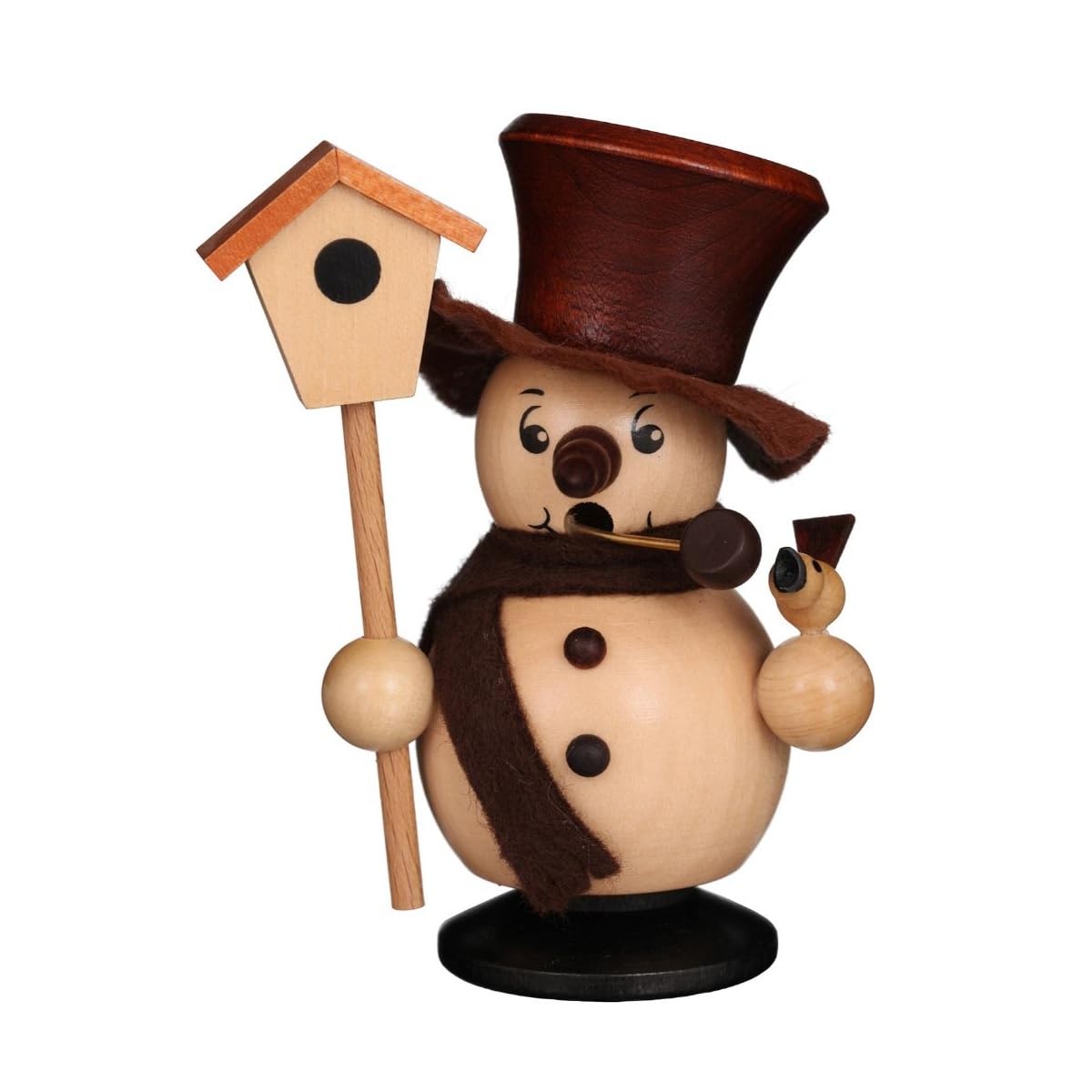 Alexander Taron Importer 35-616 Christian Ulbricht Incense Burner-Snowman With Birdhouse (Natural) -4&quot; H X 3.25&quot; W X 2.5&quot; D, Brown