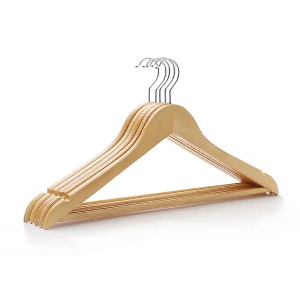 Ganpati Hangers Wooden Eco Friendly Hangers With Bar To Keep Pants Straight Crease Free, Swivel Hook, Pack Of 6