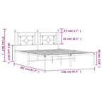 vidaXL 12'' Metal Queen Bed Frames with Headboard, Platform Bed Frame with Strong Metal Slats Support, Under Bed Storage, Noise Free, Black, Without Mattress