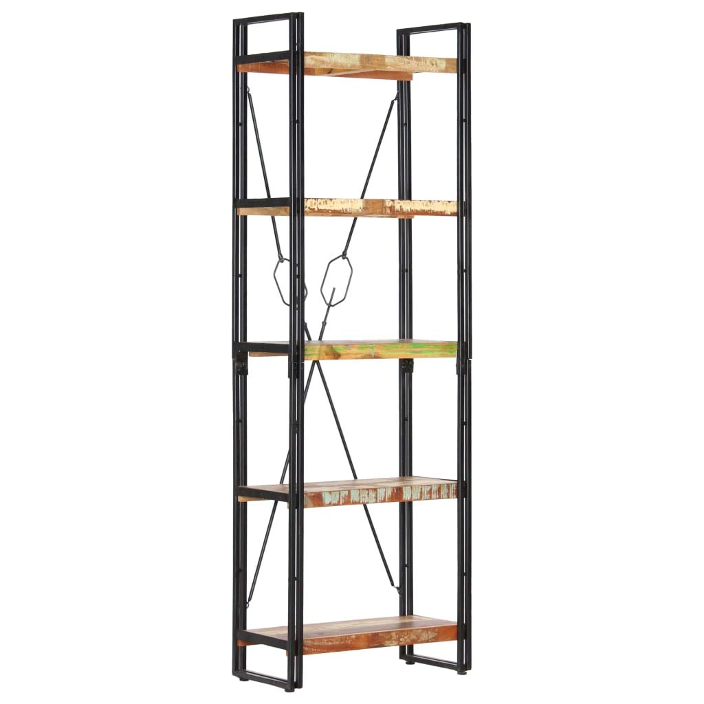 vidaXL Bookshelf, Open Shelf 5-Tier Bookcase, Wall Bookshelf for Office Living Room, Freestanding Shelving Unit, Industrial, Solid Reclaimed Wood