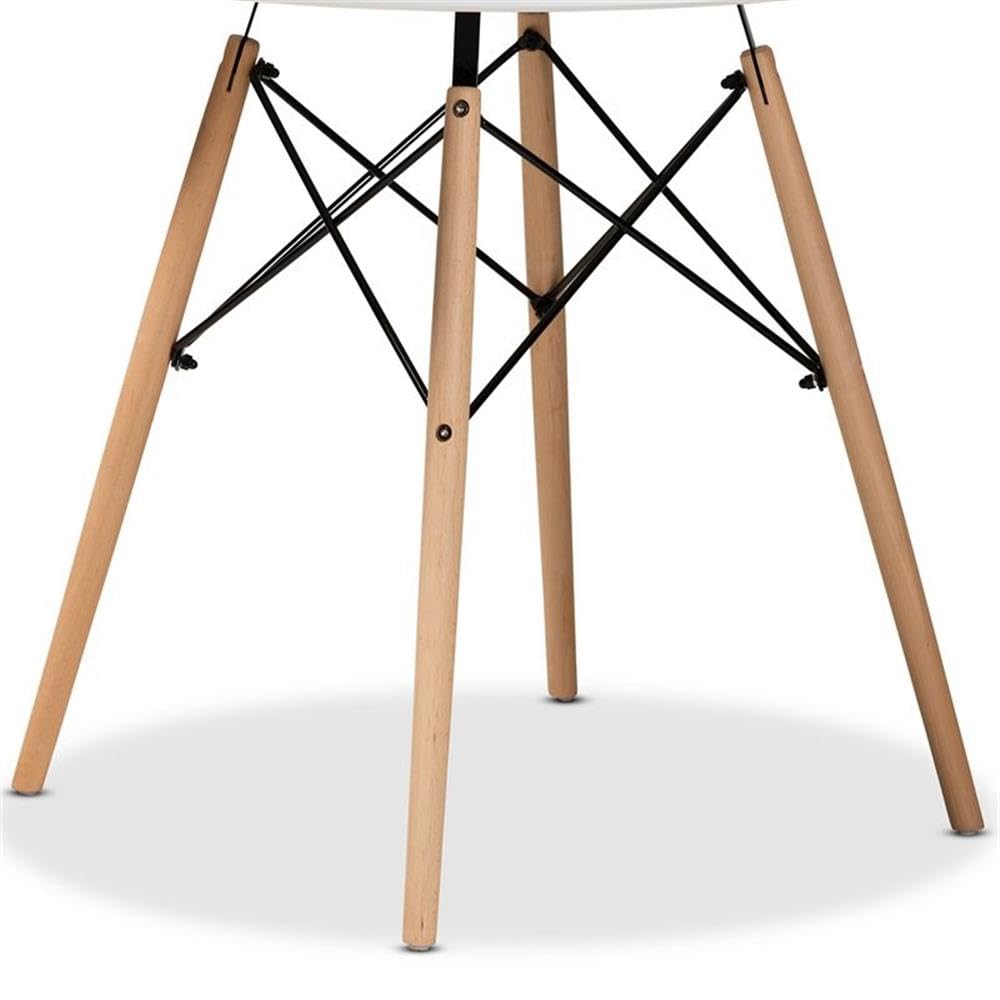 Baxton Studio Varen Modern and Contemporary White Finished Polypropylene Plastic and Oak Brown Finished Wood Dining Table