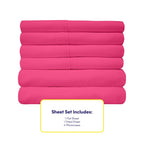 6 Piece Bed Sheet Set, Queen, Fuschia