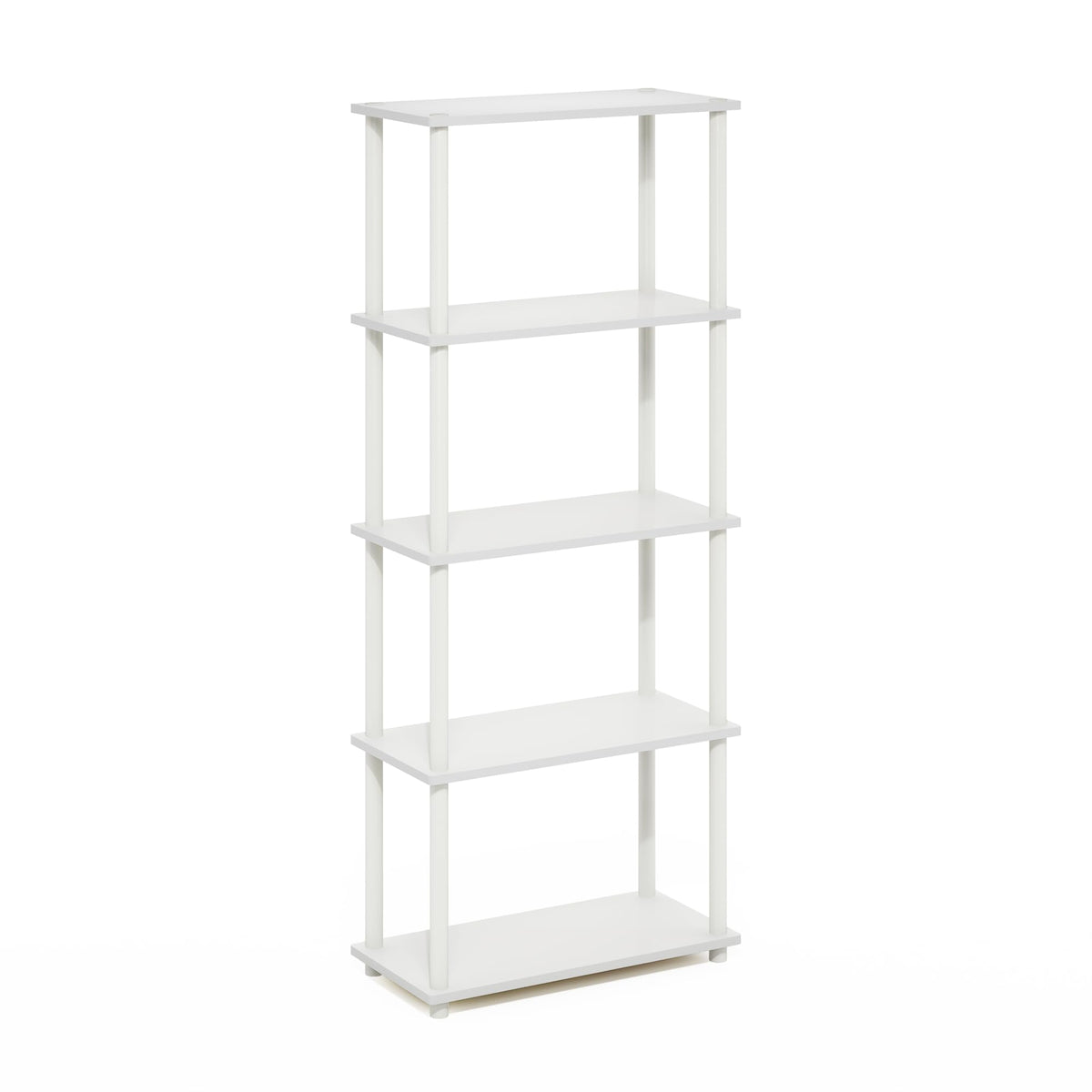 Furinno Turn-N-Tube 5-Tier Multipurpose Shelf Display Rack, White/White