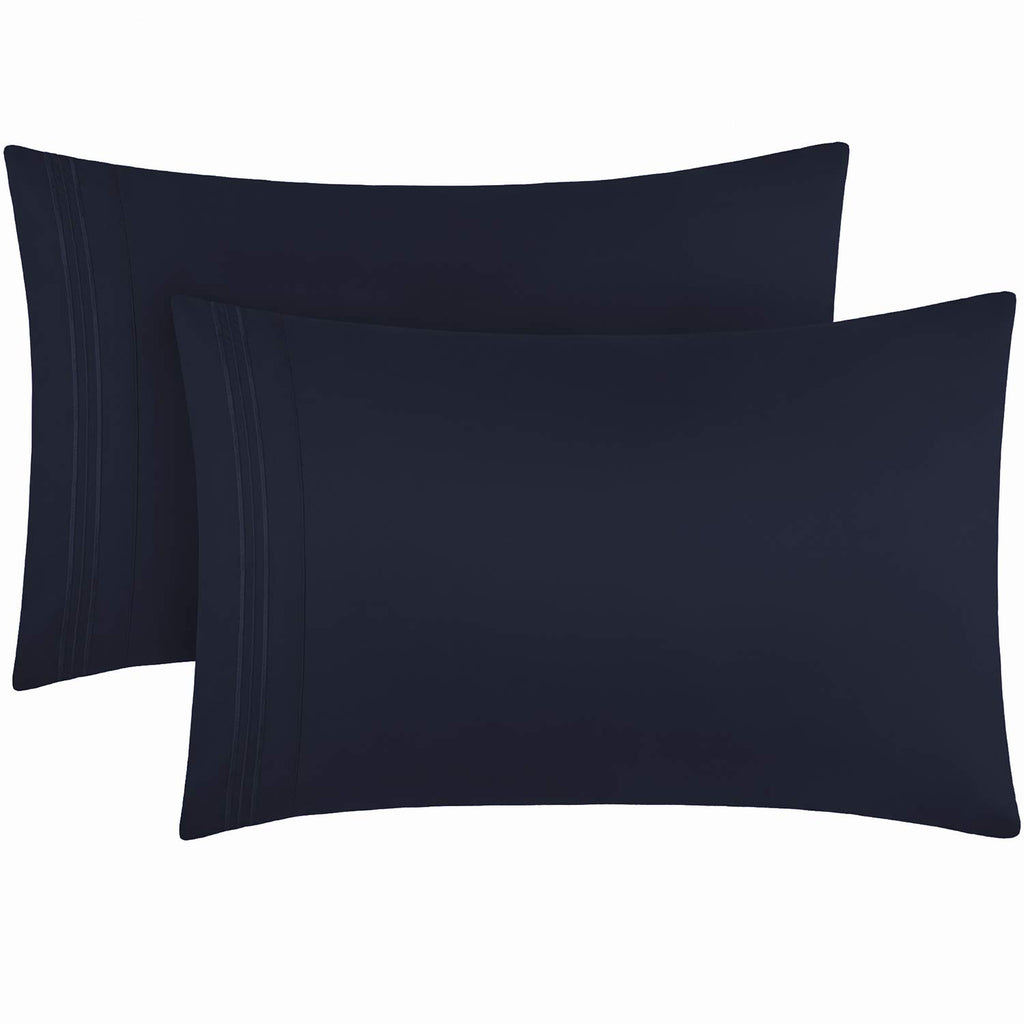 Mellanni Pillow Cases Standard Size Set Of 2 - Pillow Covers - Hotel Luxury Bedding Sheets & Pillowcases - Wrinkle, Fade, Stain Resistant (Set Of 2 Standard/Queen Size 20' X 30', Navy Blue)