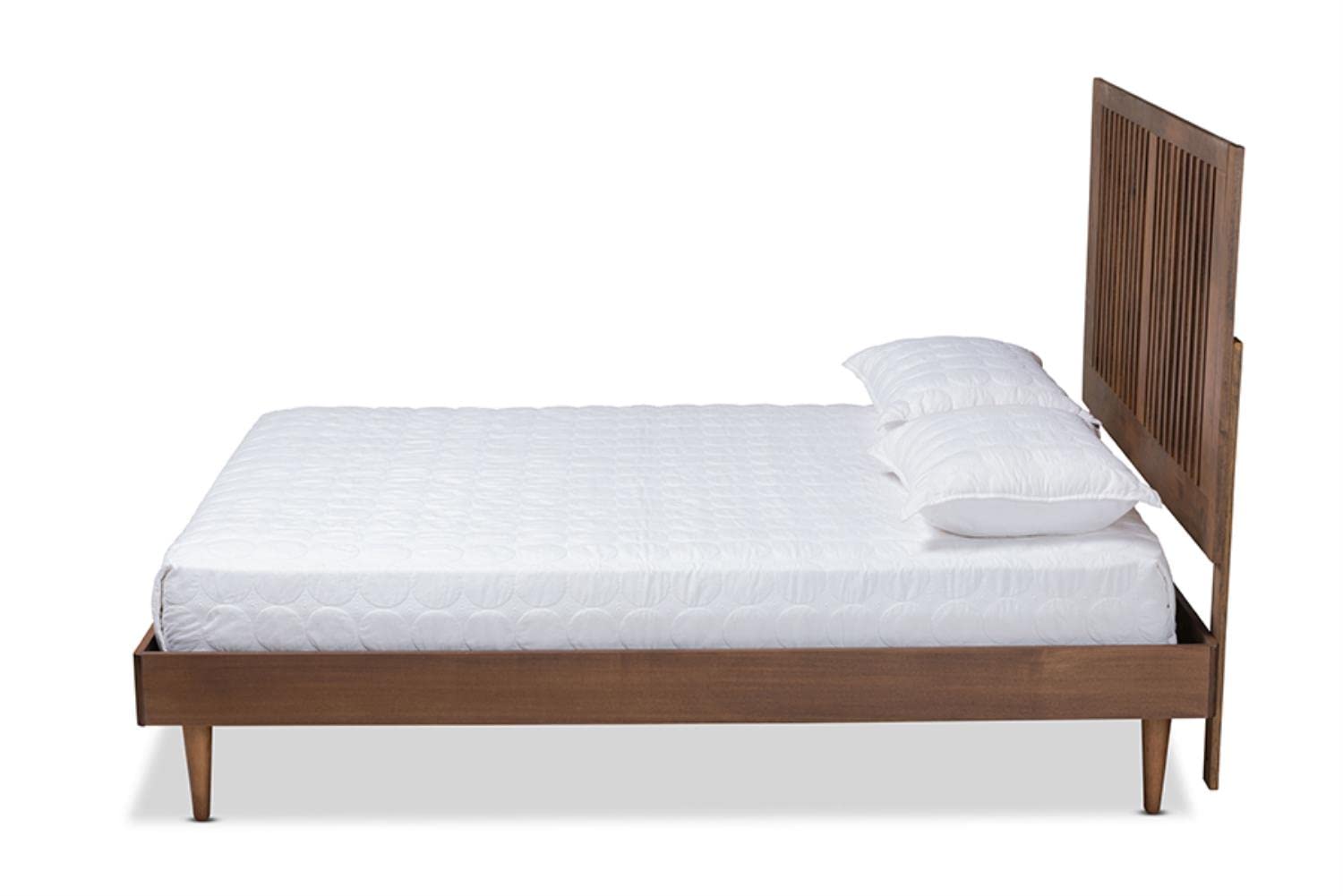 Baxton Studio Kioshi Mid-Century Modern Transitional Ash Walnut Finished Wood Queen Size Platform Bed