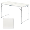 Outvita 4Ft Portable Folding Camping Table, Outdoor Waterproof Adjustable Height Table, Aluminum Lightweight Suitcase Foldable T
