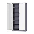 Fesbos Metal Cabinet Steel Storage Cabinet - 71    Tall Steel File Cabinets with Lockable Doors and 5 Adjustable Shelves Gray&Wh