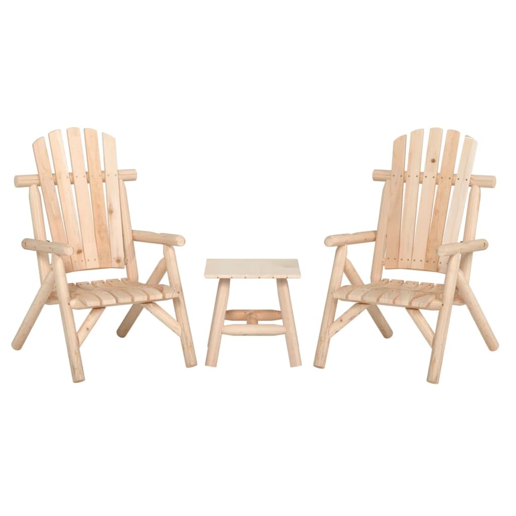 vidaXL Lounge Set – 3-Piece Patio Furniture Set – Solid Untreated Spruce Wood – Adirondack-Style Backrests, Curved Seat – Includes Side Table - Indoor/Outdoor Use
