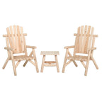 vidaXL Lounge Set – 3-Piece Patio Furniture Set – Solid Untreated Spruce Wood – Adirondack-Style Backrests, Curved Seat – Includes Side Table - Indoor/Outdoor Use