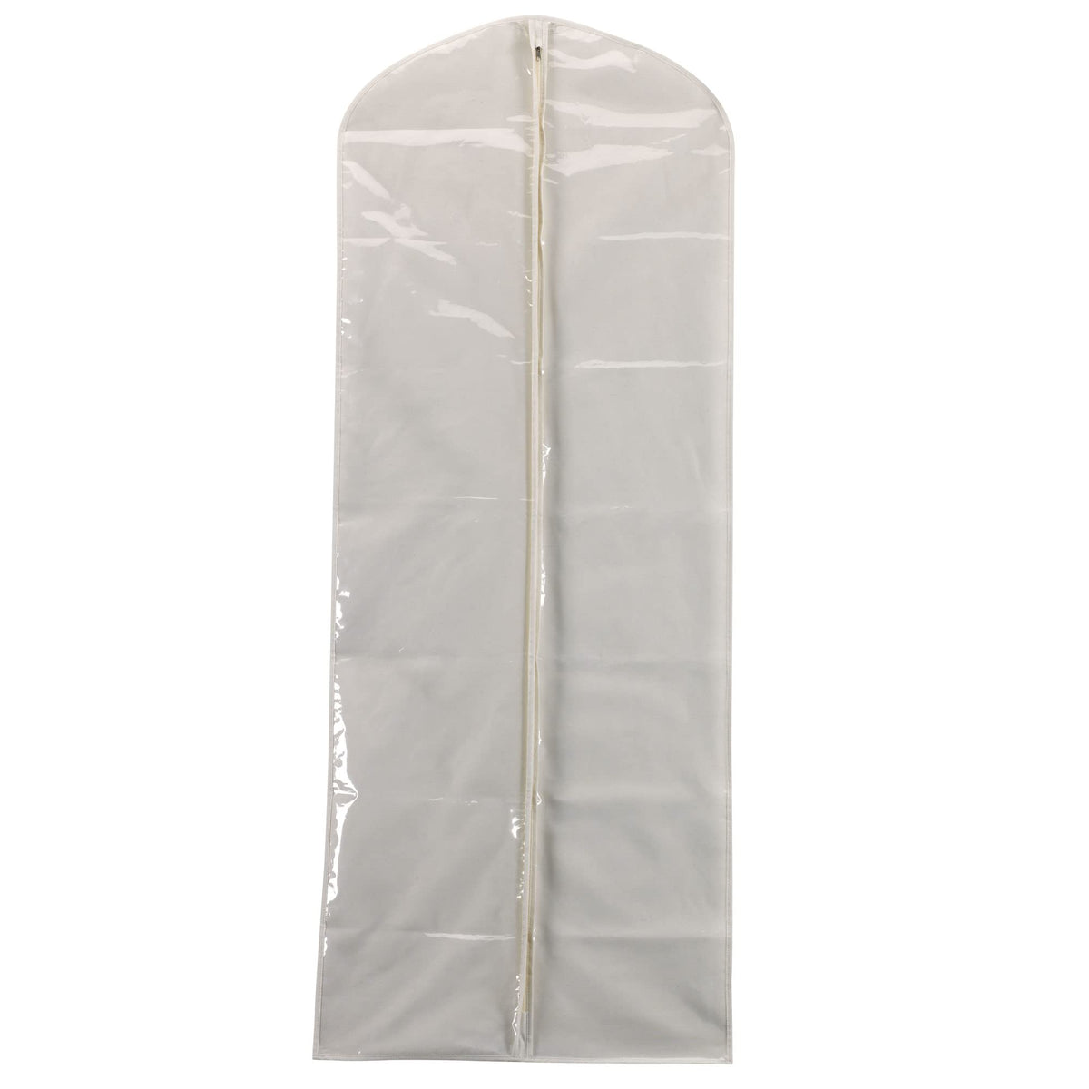 Household Essentials 311395 Hanging Garment Bag Dress Natural Cotton Canvas with Clear Vinyl Cover, Gown Protector,OffWhite