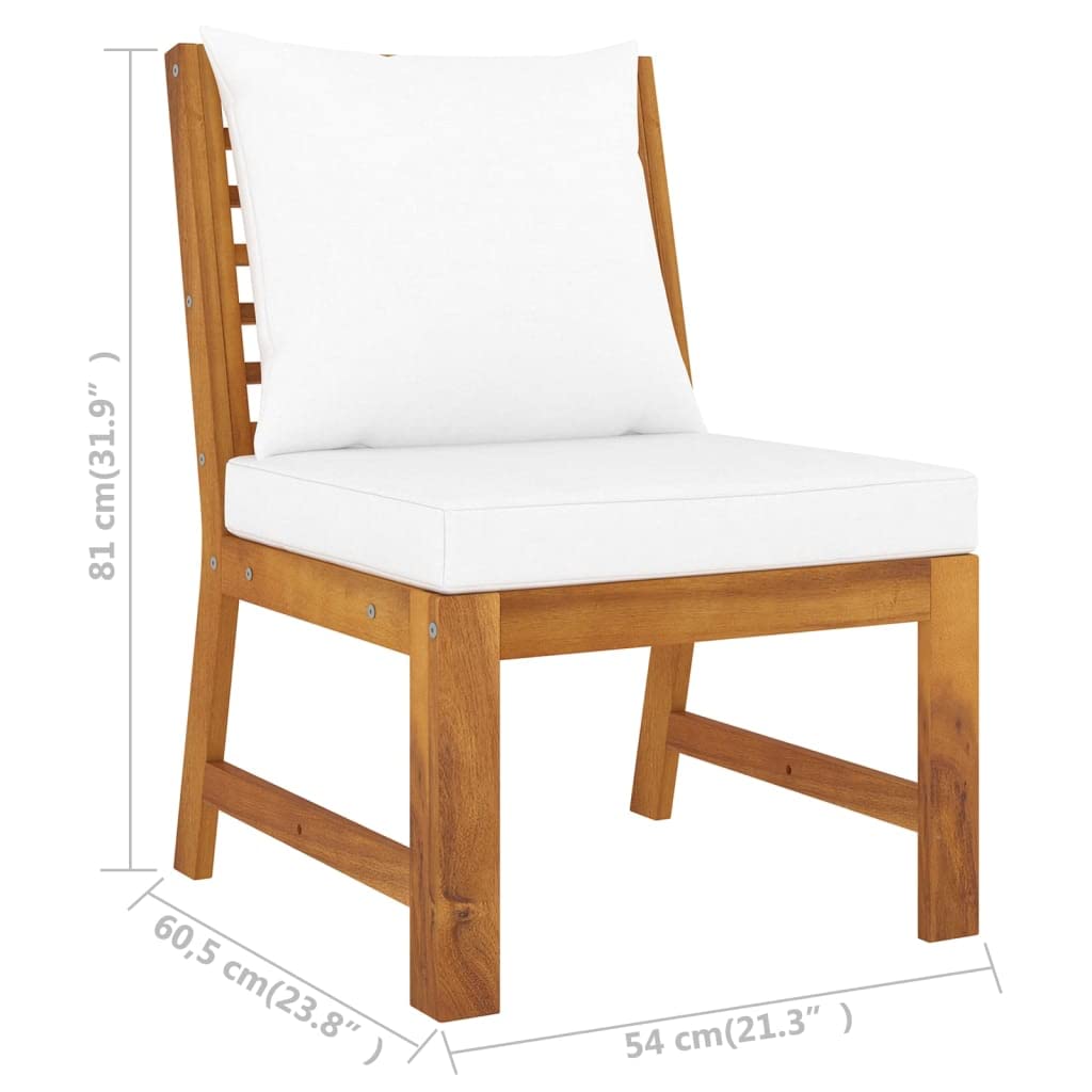 vidaXL 3-Piece Patio Lounge Set - Vintage Design Solid Acacia Wood Construction with Cream Cushion - Adjustable Configuration for Garden and Patio Furniture