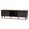 Baxton Studio Samuel 5-Shelf Wood TV Stand, Walnut Brown and Dark Grey, Screens up to 70-inch (148-8669-HiT)