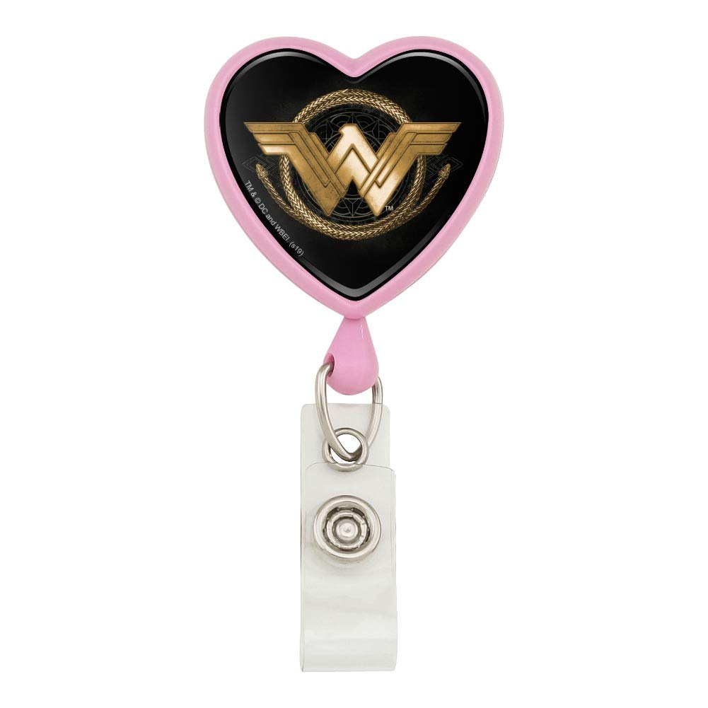 Wonder Woman Movie Golden Lasso Logo Heart Lanyard Retractable Reel Badge Id Card Holder