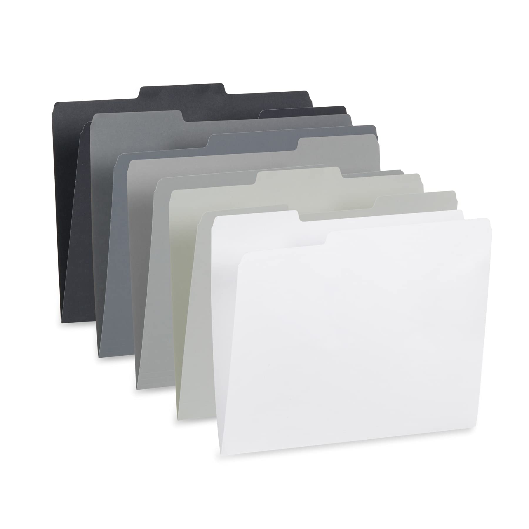 Blue Summit Supplies 100 Grayscale File Folders, Letter Size, 1/3 Cut Tab, Modern Gray, Black, And White Folder Assortment, Grea