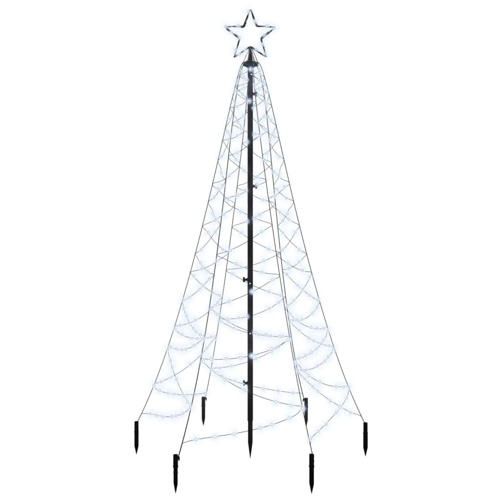 vidaXL Christmas Tree with Spike Cold White 200 LEDs 70.9&quot;