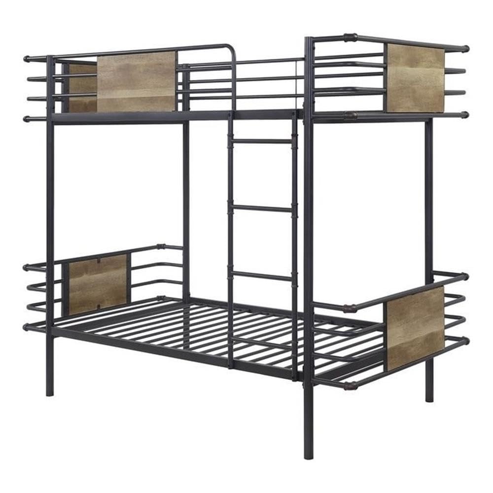 Acme Deliz Metal Frame Twin/Twin Bunk Bed in Sandy Gray