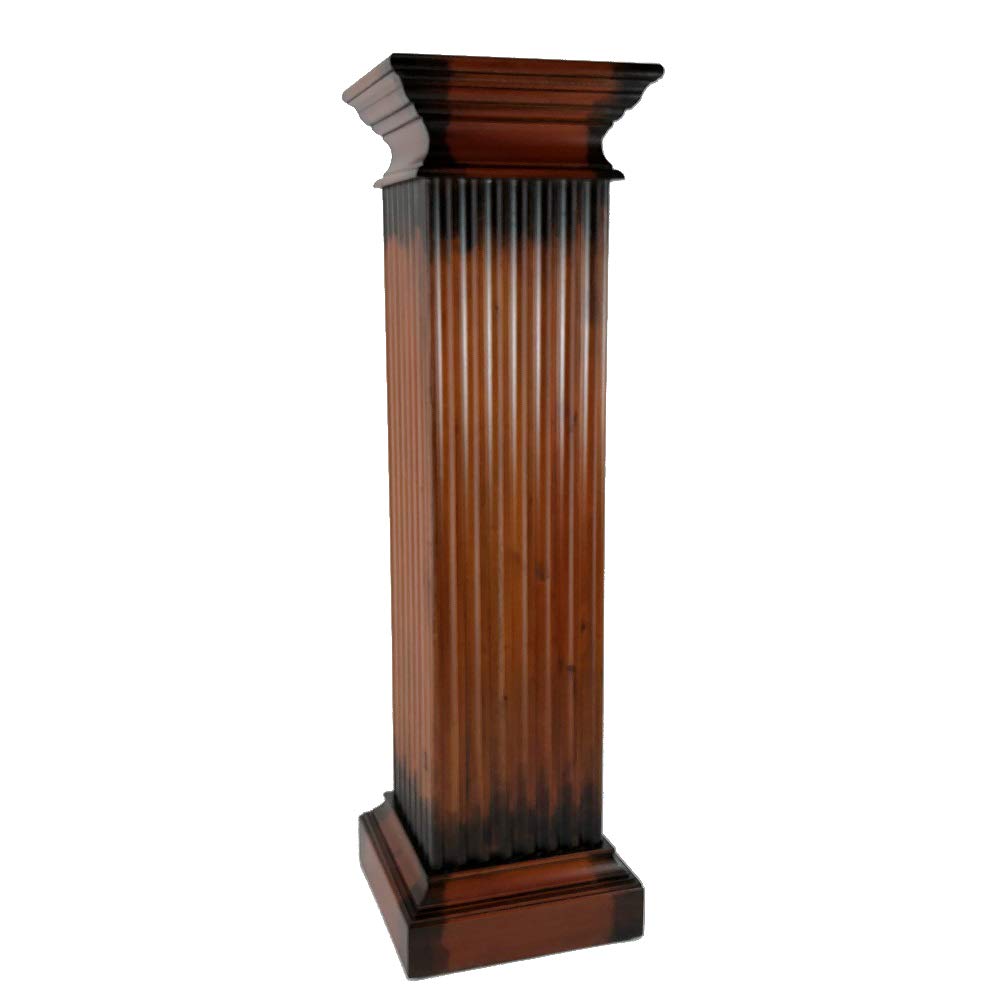 Benjara Transitional Molded Wooden Frame Pedestal Stand, Brown