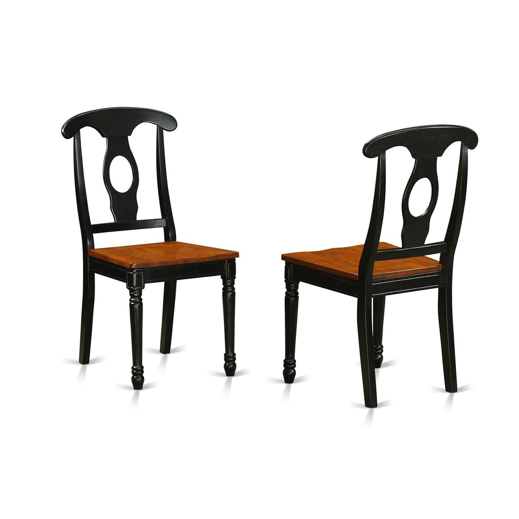 East West Furniture SUKE5-BCH-W 5 Piece Kitchen Table Set for 4 Includes a Round Dining Room Table with Dropleaf & Shelves and 4 Dining Chairs, 42x42 Inch, Black & Cherry
