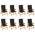 vidaXL 8X Solid Teak Wood Reclining Patio Chairs with Cushions Wooden Garden Outdoor Chair Seat Reclining Terrance Backyard Furniture