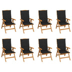 vidaXL 8X Solid Teak Wood Reclining Patio Chairs with Cushions Wooden Garden Outdoor Chair Seat Reclining Terrance Backyard Furniture