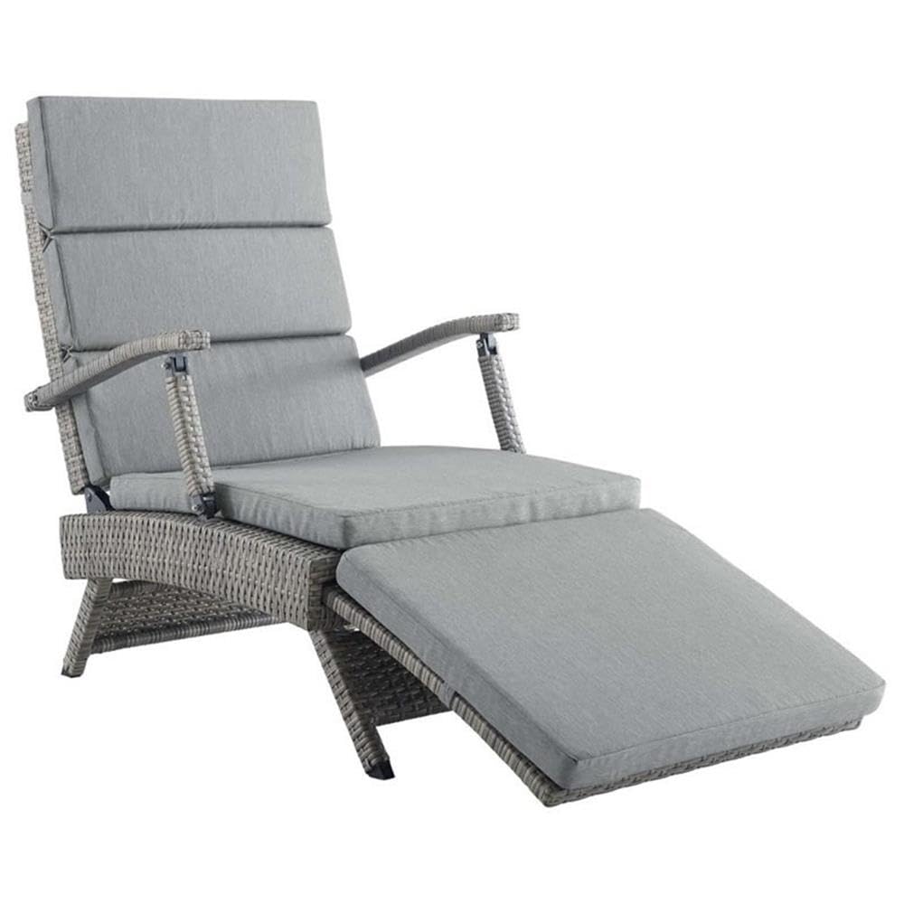 Modway Envisage Outdoor Patio Wicker Rattan Chaise Lounge In Light Gray Gray