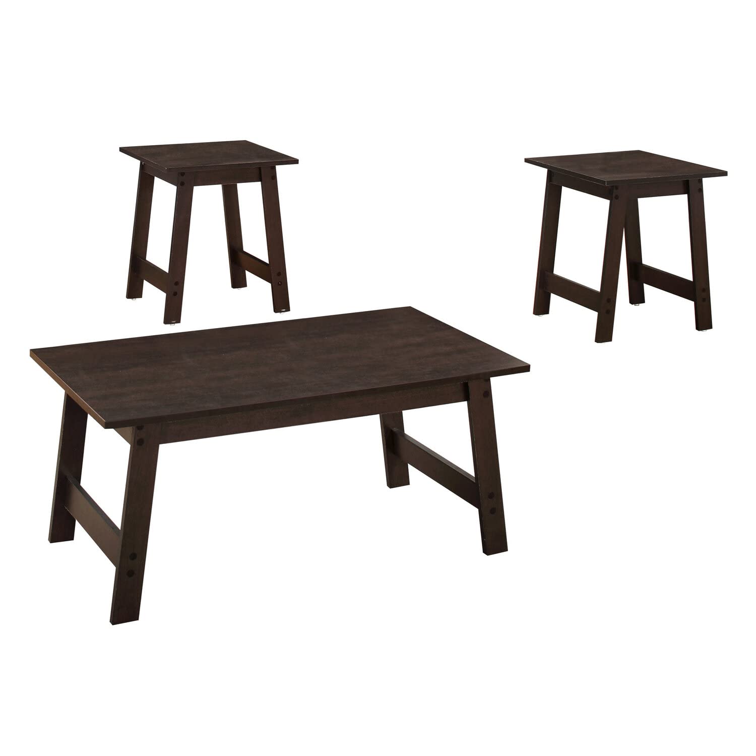 Monarch Specialties I Table SET-3PCS Set, Cappuccino