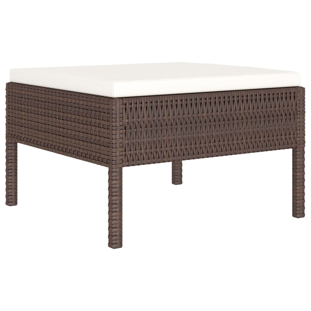vidaXL Patio Furniture Set 6 Piece, Sectional Sofa for Garden Balcony Porch, Couch with Cushions, Footrest Middle Sofa, Poly Rattan Brown