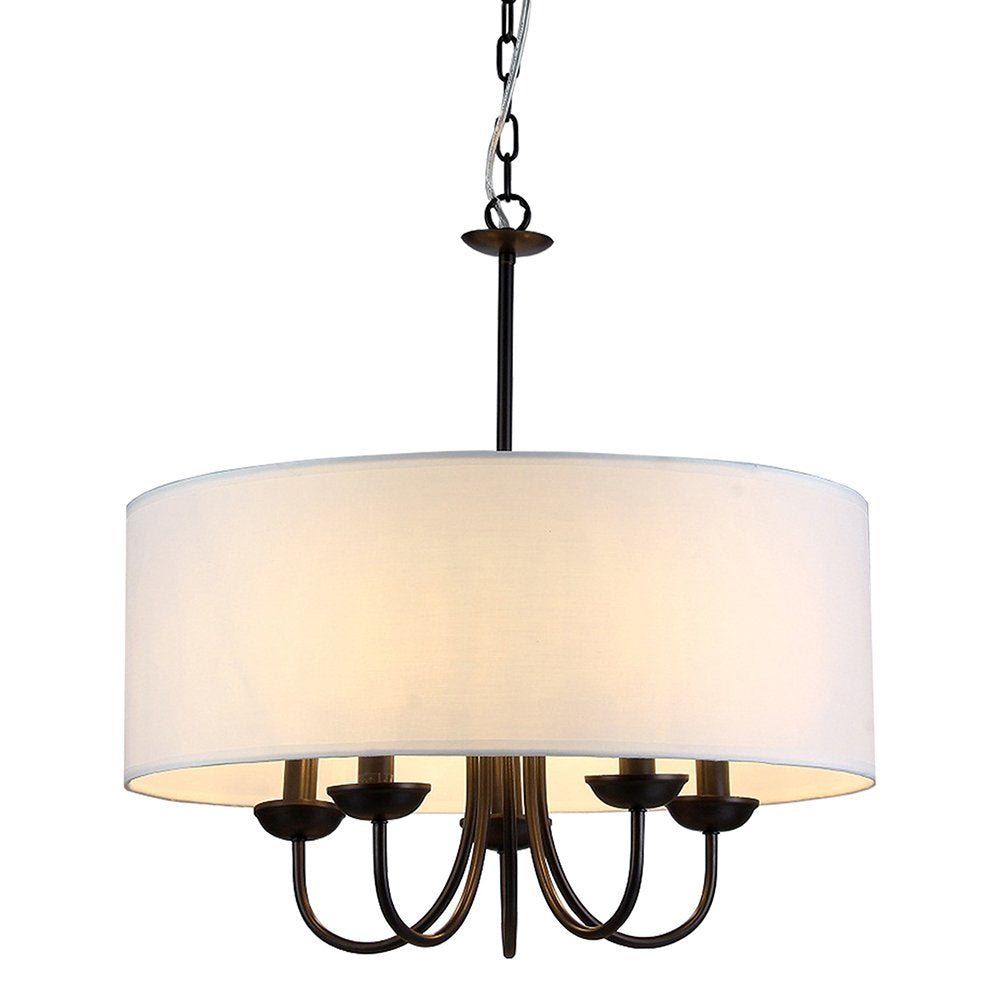 Warehouse Of Tiffany Su1700-5 5 Light Gwenevere Fabric Chandelier, 22', White