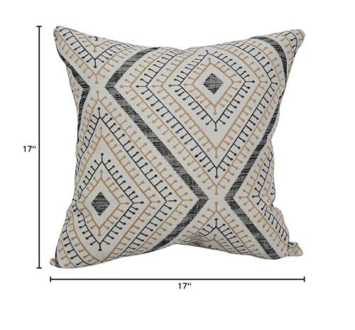 Blazing Needles Square Jacquard Throw Pillow, 17&quot;, Tupelo Sahara