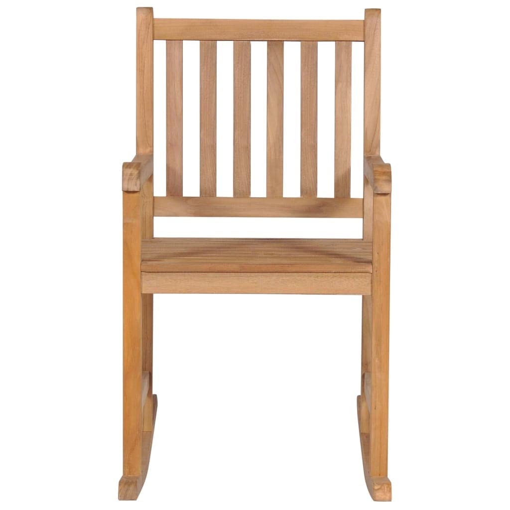vidaXL Brown Rocking Chair - Indoor/Outdoor Use, Fine Sanded Durable Teak Hard Wood, High Slat Back Comfort, Assembly Required