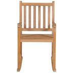 vidaXL Brown Rocking Chair - Indoor/Outdoor Use, Fine Sanded Durable Teak Hard Wood, High Slat Back Comfort, Assembly Required