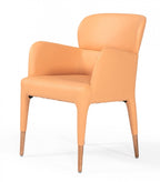 HomeRoots Orange Faux Leather, Metal Peach Rosegold Dining Chair