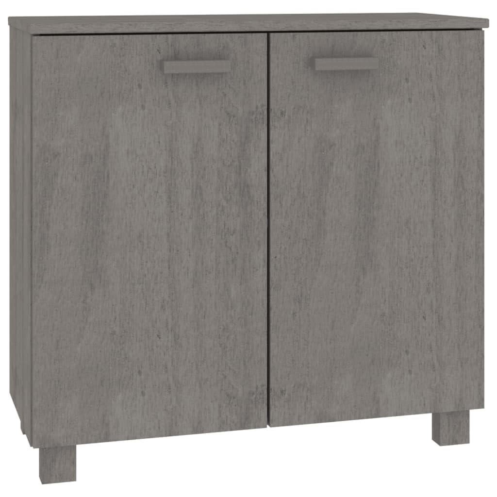 vidaXL Solid Pine Wood HAMAR Sideboard - Light Gray Color, Compact Storage Solution with Two Doors for Your Interior 33.5&quot;x13.8&quot;x31.5&quot;