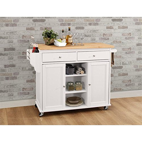 Acme Tullarick 2-Drawer Wooden Mobile Kitchen Island - Thumbnail 3