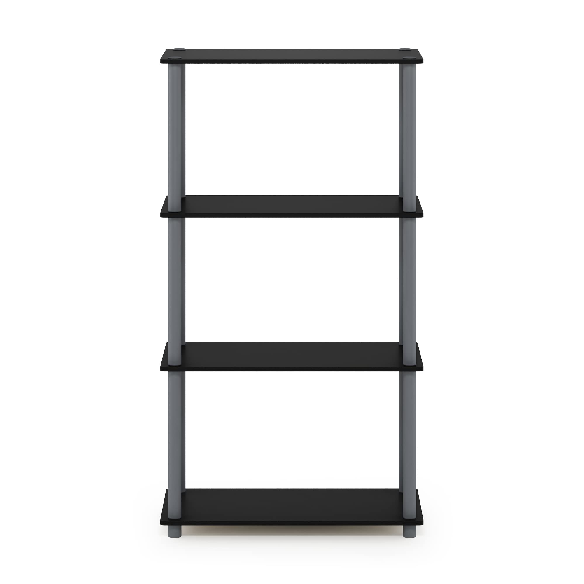 Furinno (99557BK/GY) Turn-N-Tube 4-Tier Multipurpose Shelf Display Rack - Black/Grey