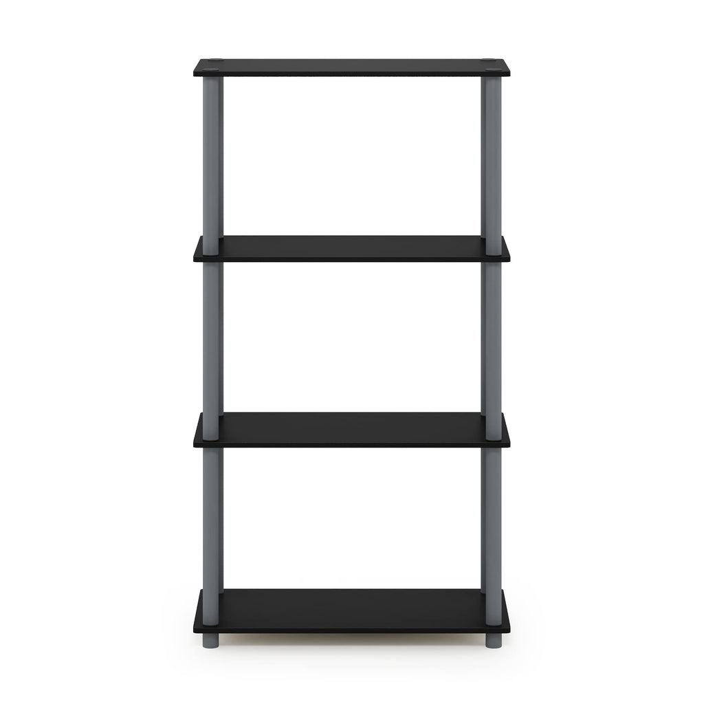 Furinno (99557BK/GY) Turn-N-Tube 4-Tier Multipurpose Shelf Display Rack - Black/Grey