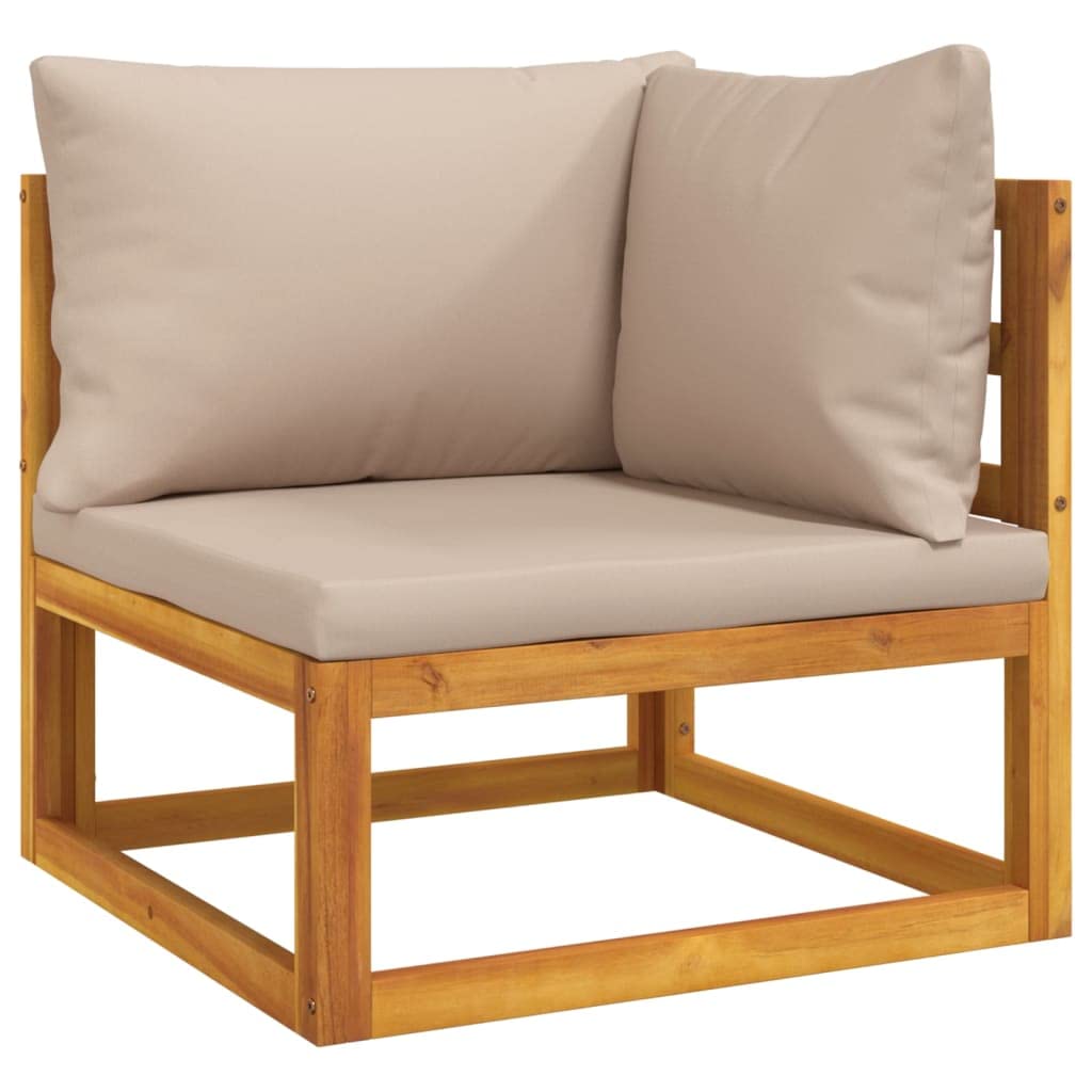 vidaXL - Patio Furniture Set - Sectional Sofa Set 6 Piece - Outdoor Lounge - Solid Acacia Wood - Taupe Cushions - Ideal for Patio/Garden/Living Area