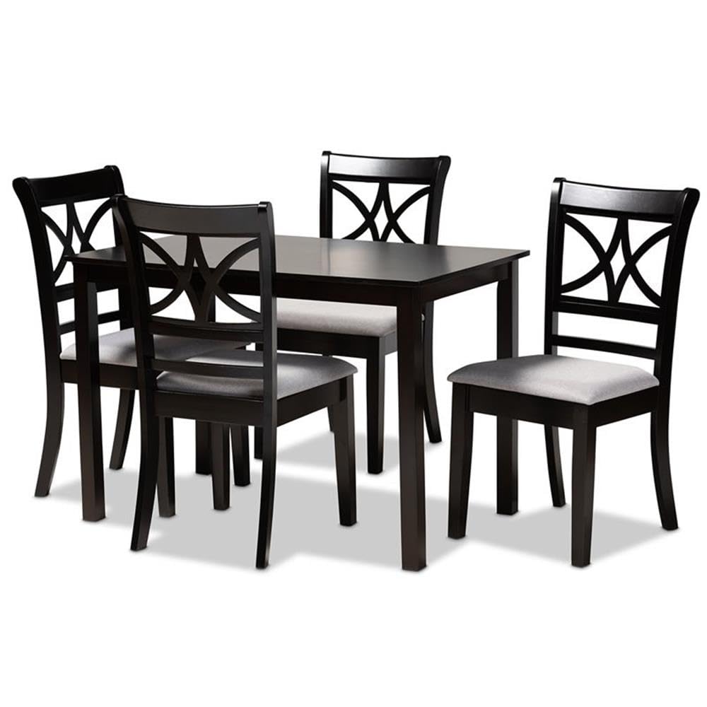 Baxton Studio Modern Grey and Espresso Brown 5-Piece Dining Set