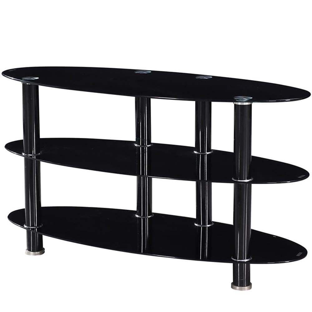 Better Home Products Neo Oval Tempered Glass Tv Stand For 40-Inch Tv In Black