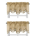 Solid Faux Silk Swag Waterfall Cascade Ascot Window Curtain Valance W/Tassels Trim 55' X18' Wave (2, Gold)