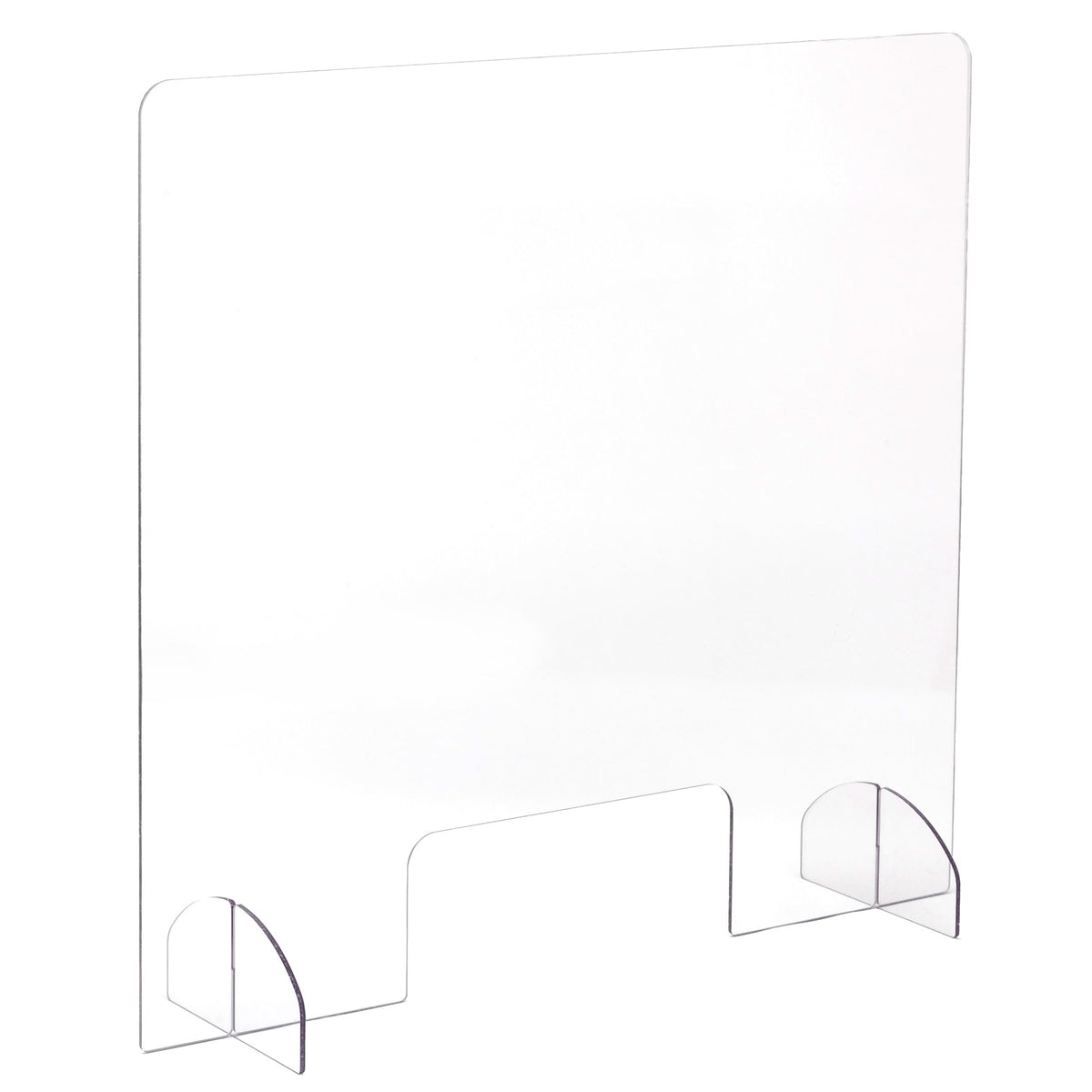 Safco Products Protective Acrylic Portable Sneeze Guard, Transaction Pass-Through, Freestanding Shield For Workers, Cashiers, Receptionists & Customers, 29.5&quot;W X 28&quot;H, Sturdy 0.236&quot; Material Thickness