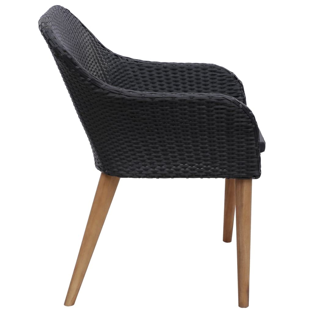 vidaXL Outdoor Patio Chairs Set with Cushions, Poly Rattan Furniture, Lightweight, Water-Resistant, 2 Pieces, Black