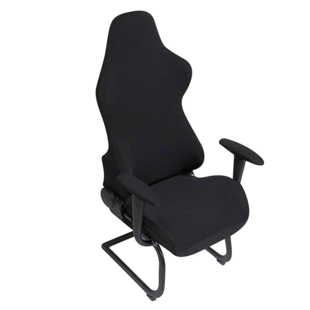 BTSKY Ergonomic Office Computer Game Chair Slipcovers Stretchy Polyester Covers for Reclining Racing Gaming Gaming Chair Black (