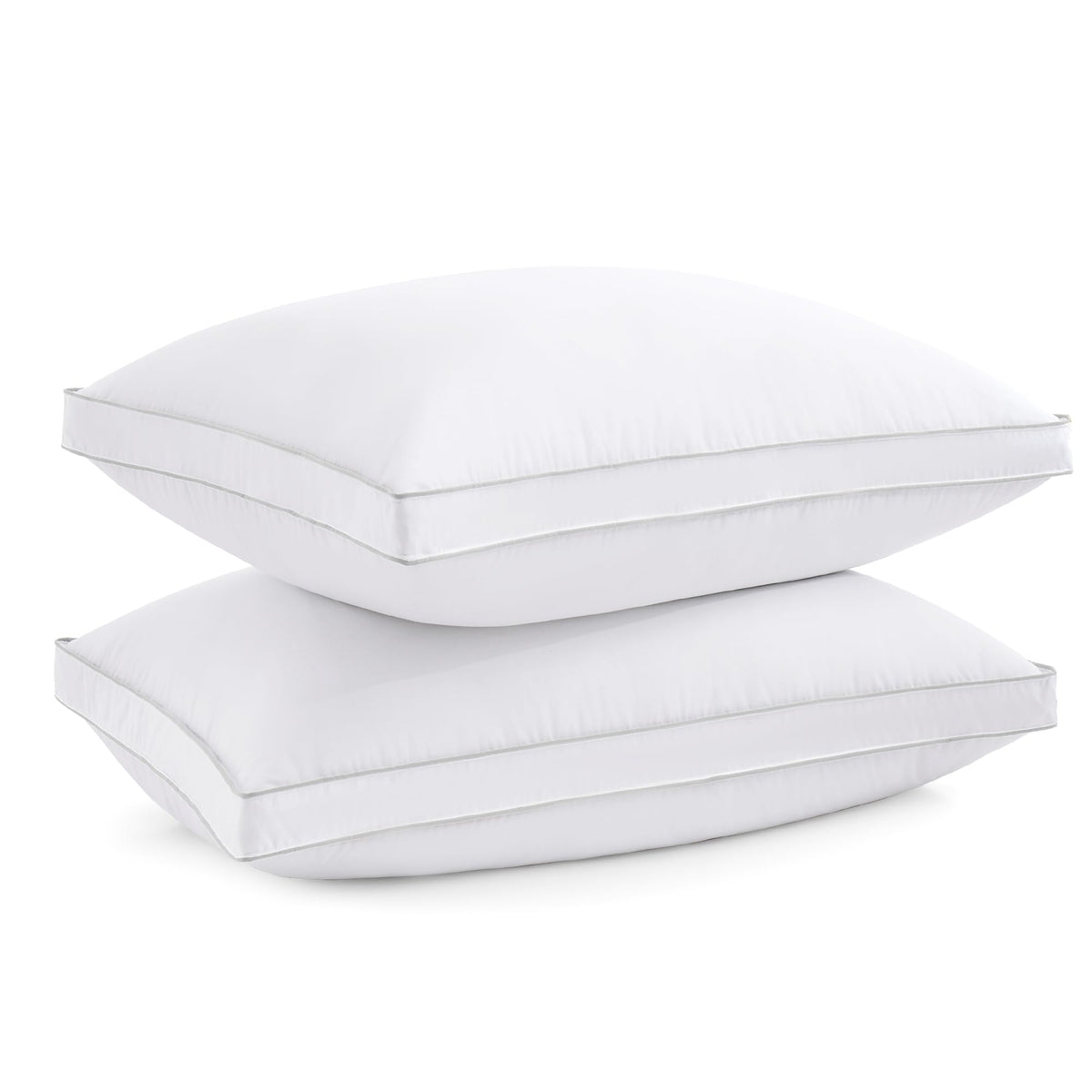 Puredown Feather Pillows With 100% Cotton Cover, Set Of 2 Gusseted Bed Pillows For Sleeping, King Size